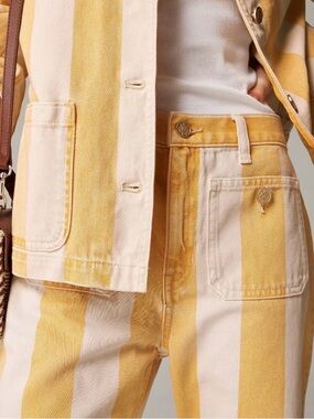 J. Crew Yellow and Cream Striped Women's Demi Boot Jeans